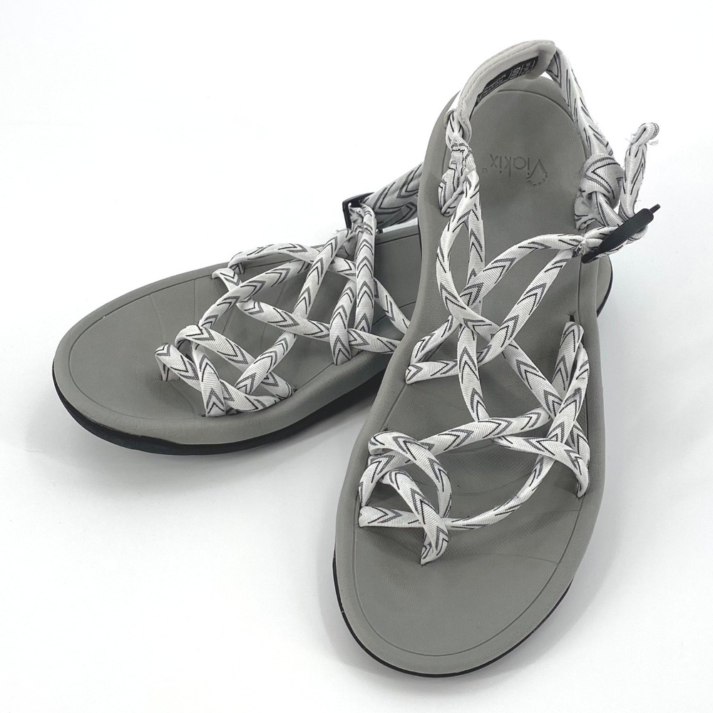 Viakix Siena Sandals Womens Size 9 Gray White Strappy Hiking Walking Outdoors
